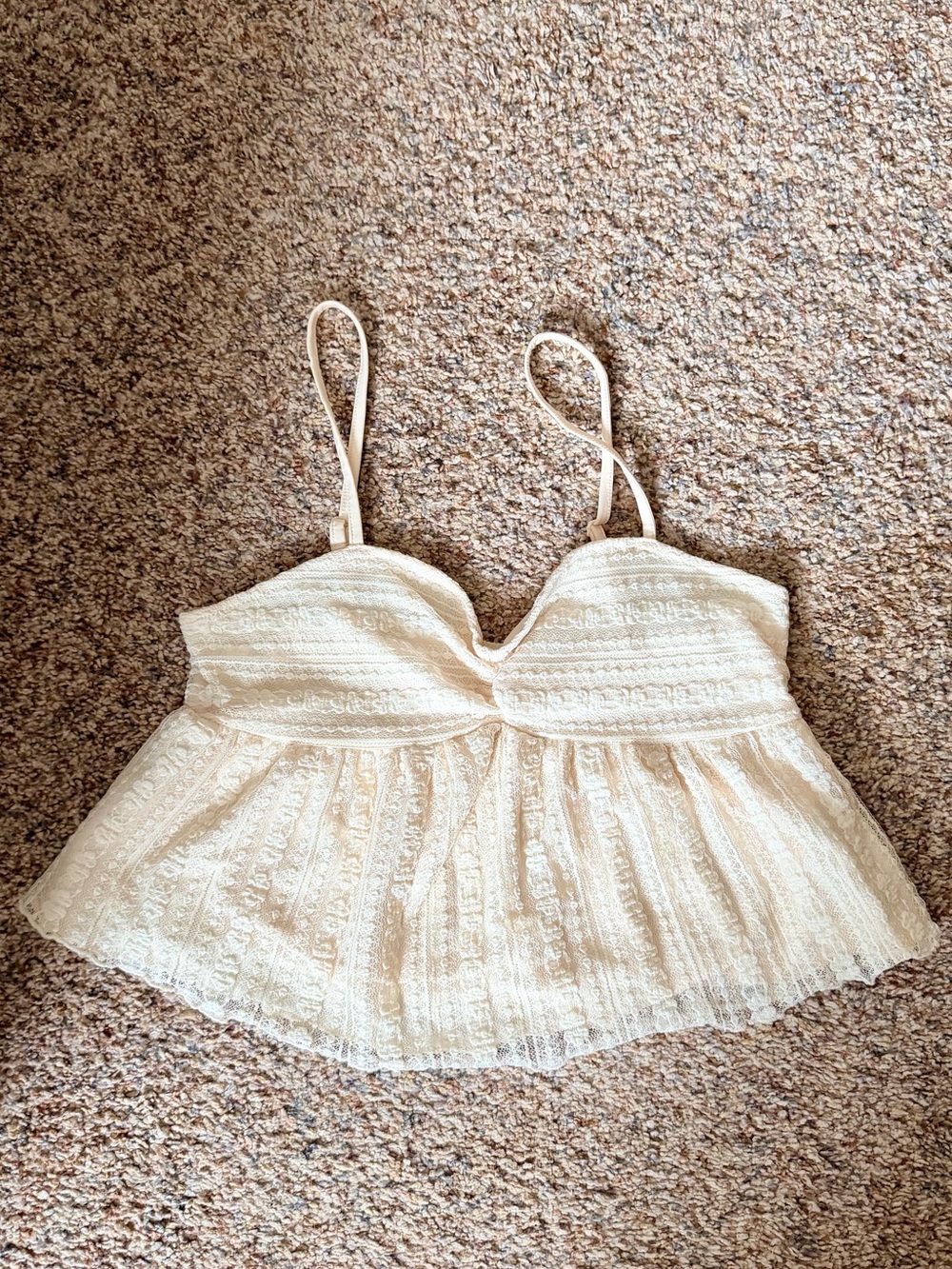 SHEIN Cream Lace Babydoll Camisole Top